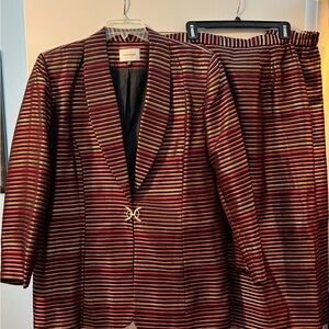 Beautiful red, black and gold suit.
